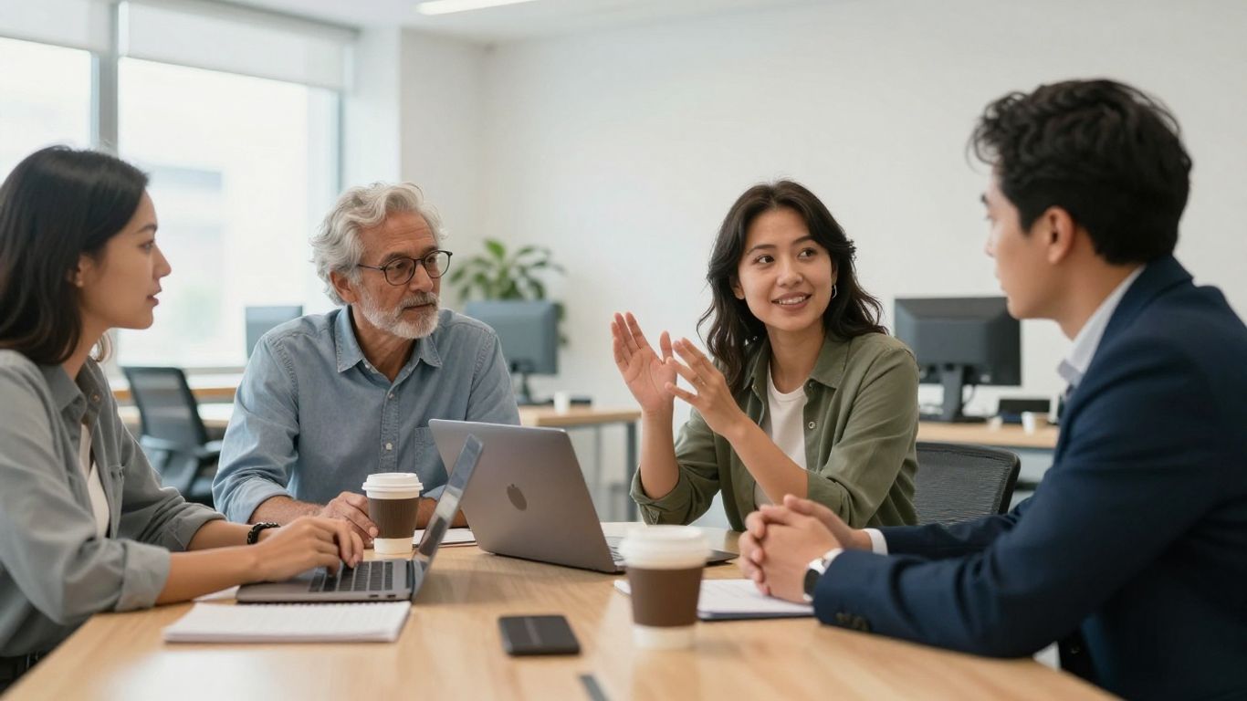 Assignee, partner, and manager planning an international assignment