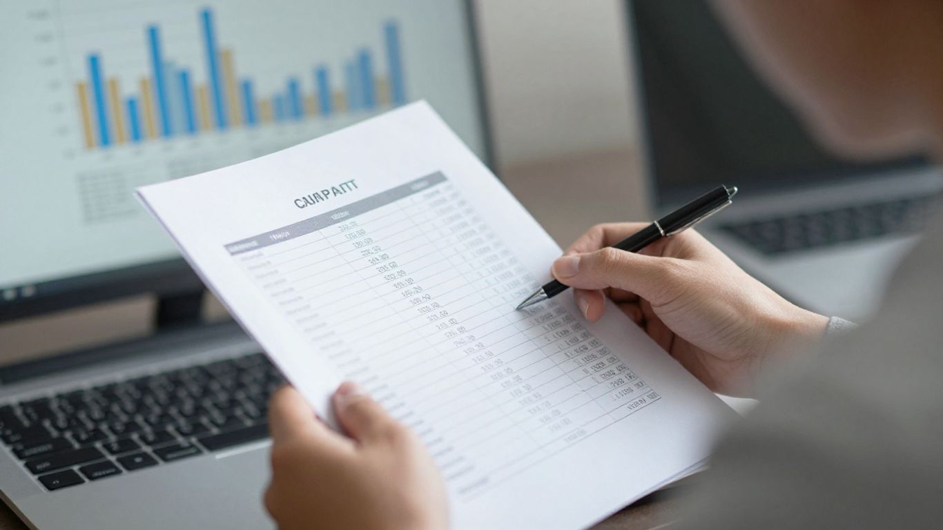 Persona analizando documentos financieros con enfoque.