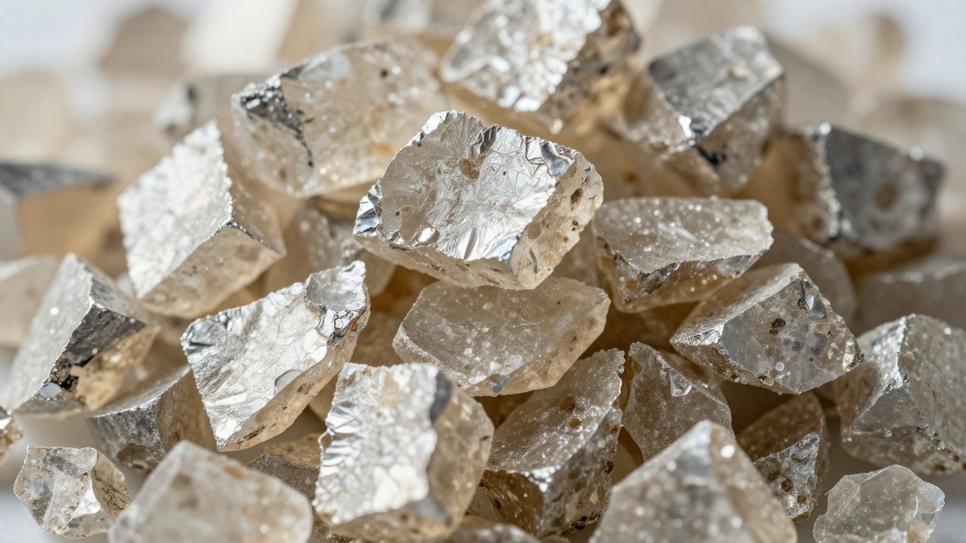 Gros plan sur des morceaux de silicium brut.