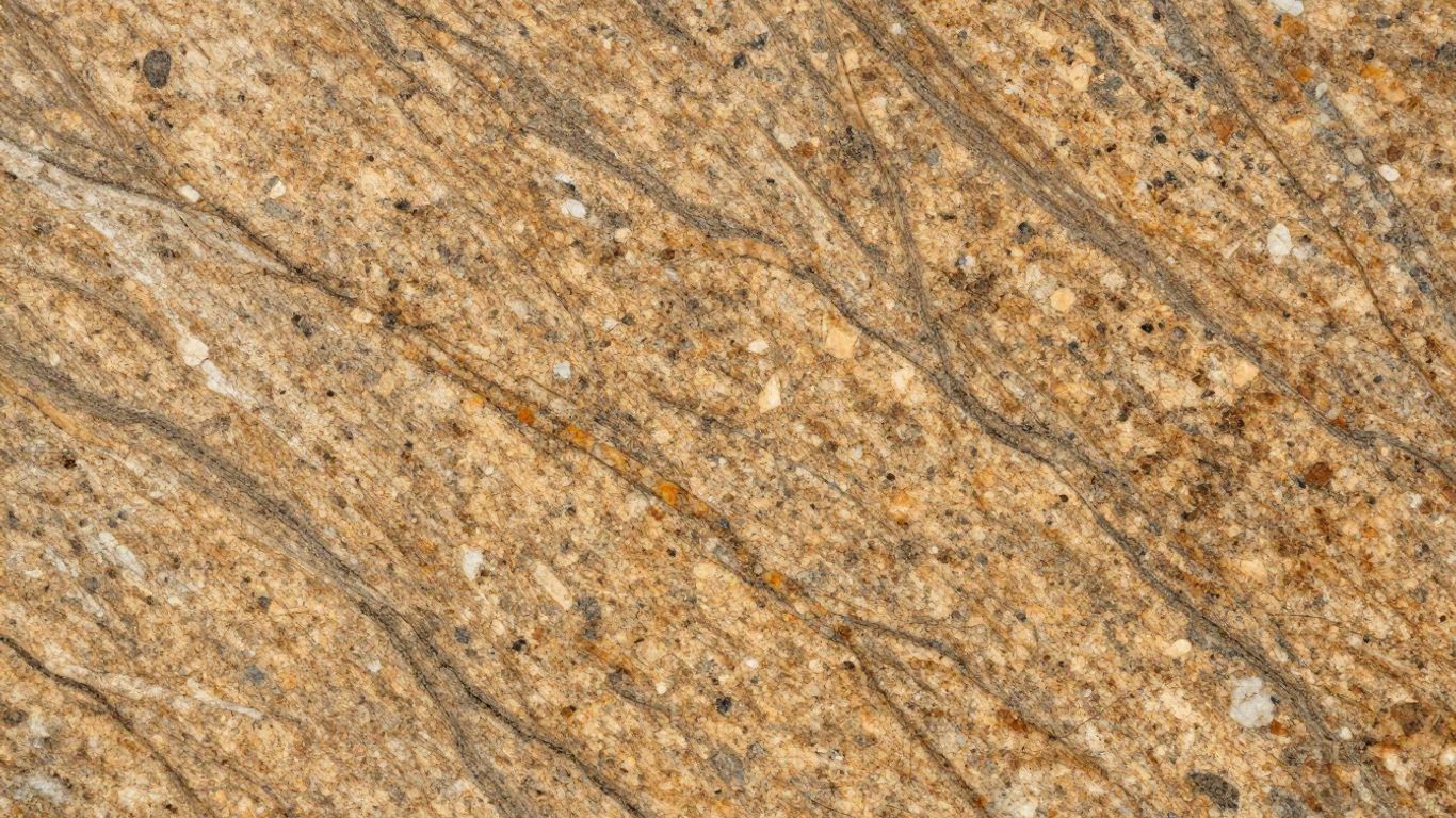 Polished granite slab with natural veining for a hearth.