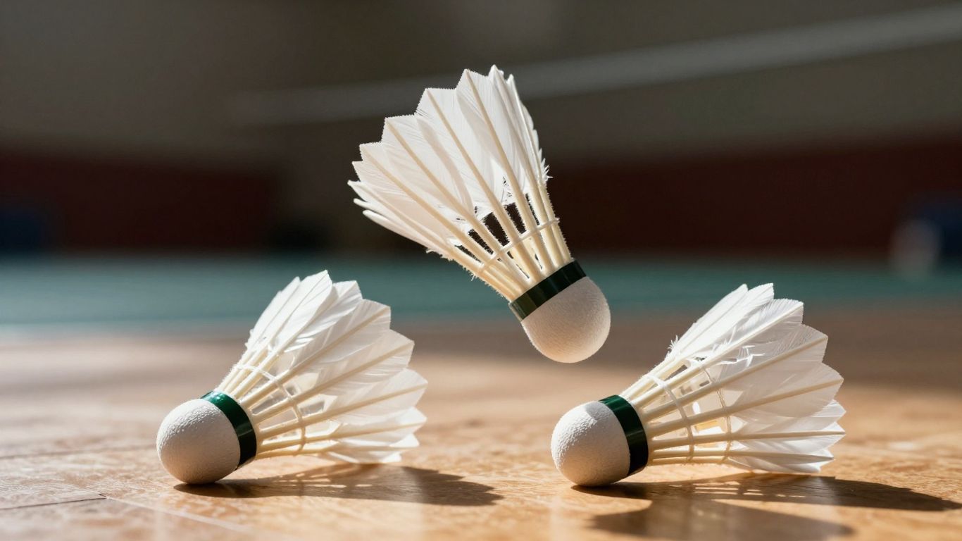 Badminton shuttlecock in motion and at rest.