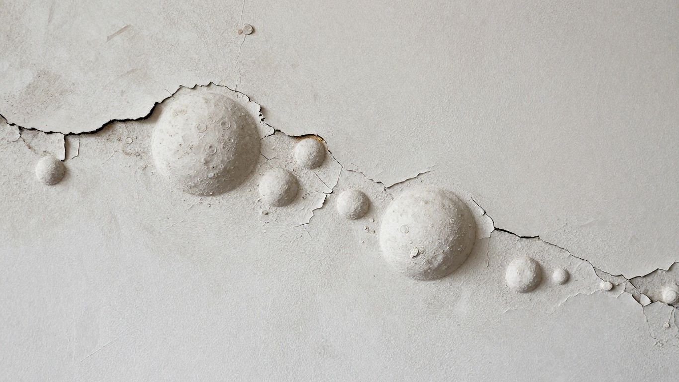 Bubbling and peeling plaster wall texture.