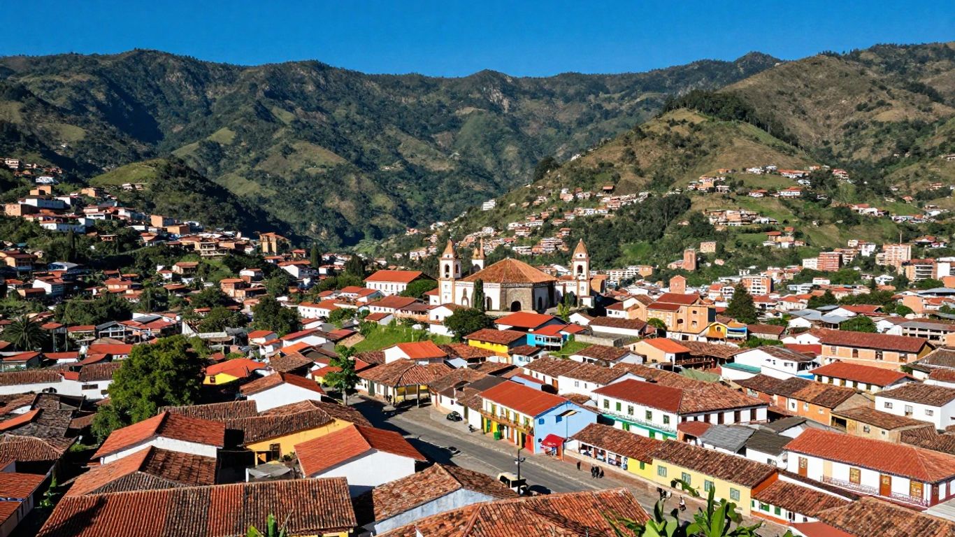 Panoramic view of Pueblito Paisa and Medellin cityscape.