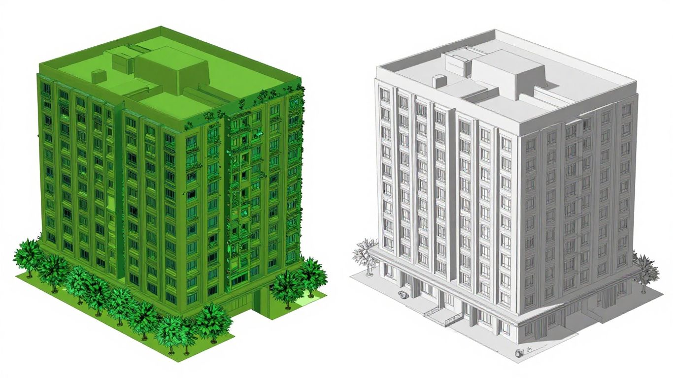 Point cloud and BIM model side by side comparison