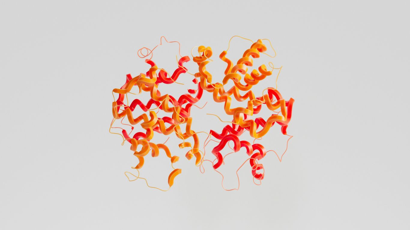 An illustration showing intricate protein folding energy landscapes