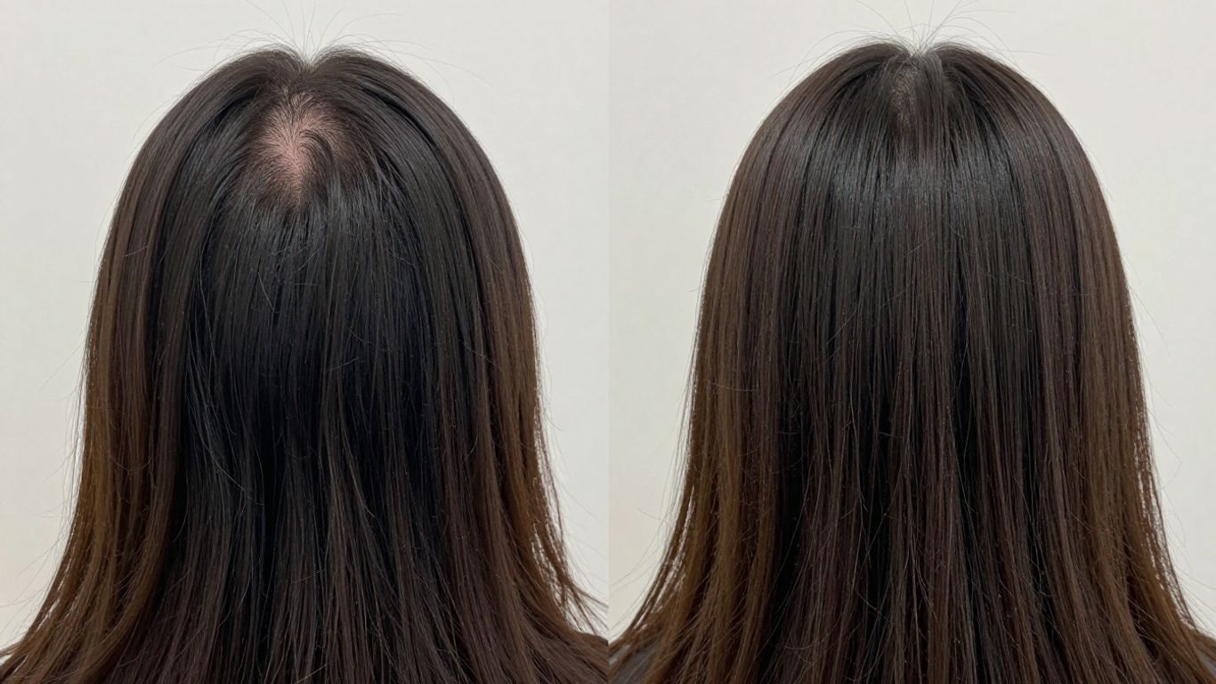 Before and after hair loss transformation