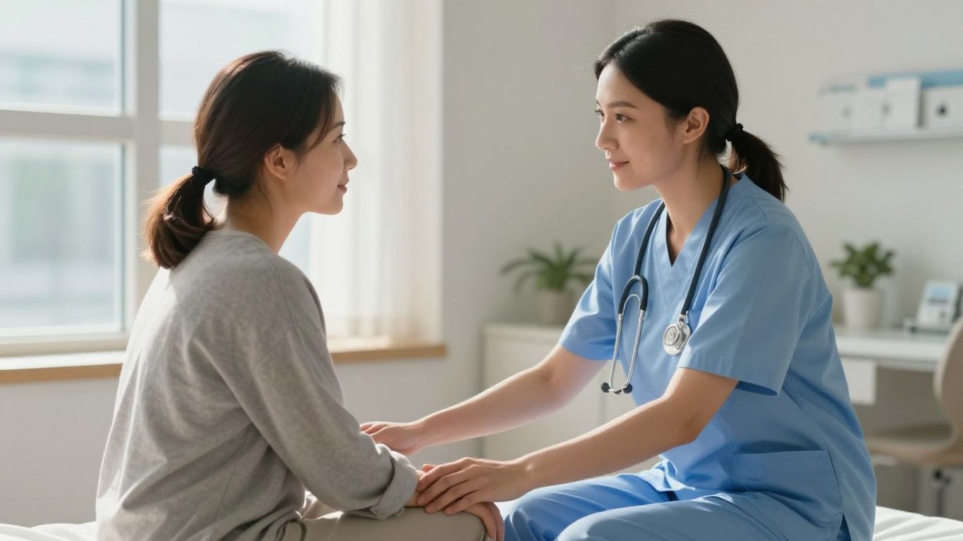 Nurse supporting patient in mental health setting