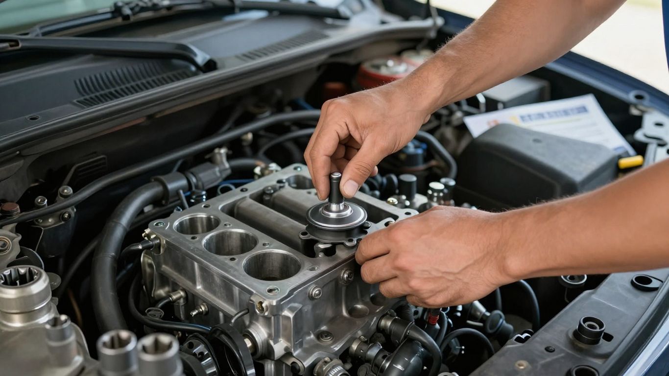 Engine identification marks beside a vehicle fitment checklist