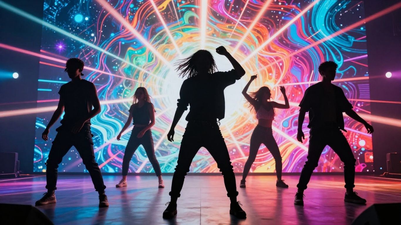 AI music video creation with vibrant digital art.