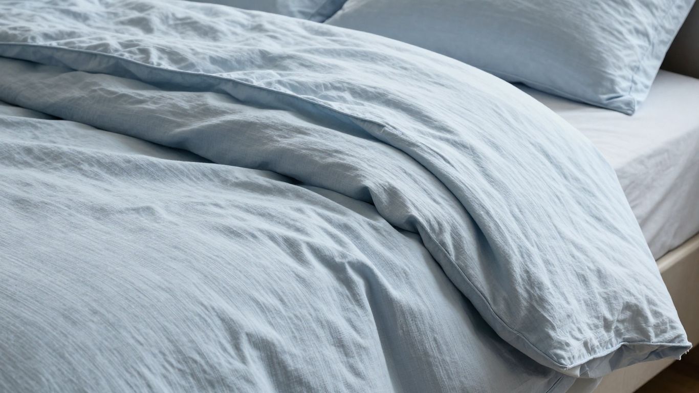 Leichte Bettwäsche für kühle Sommernächte auf einem Bett.