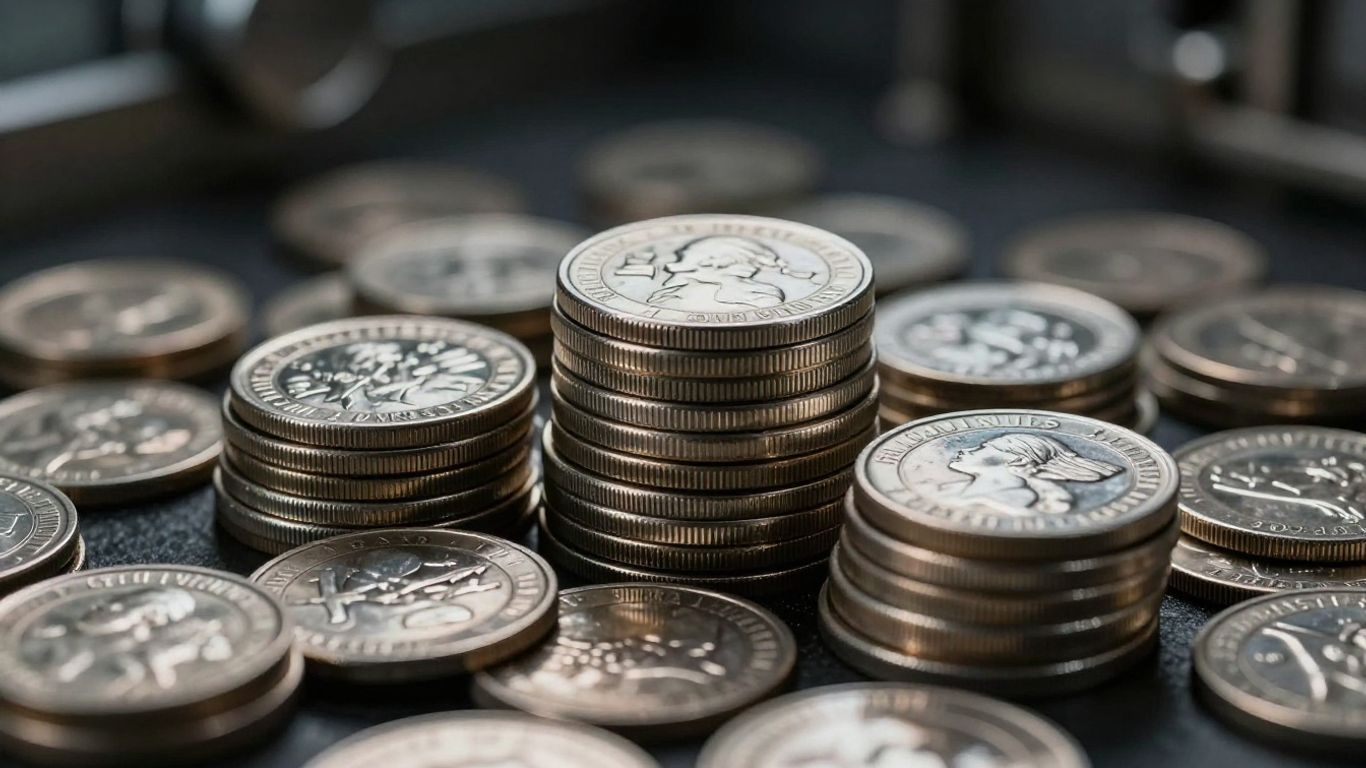 箱子裡裝著閃閃發光的銀幣和銀錠。