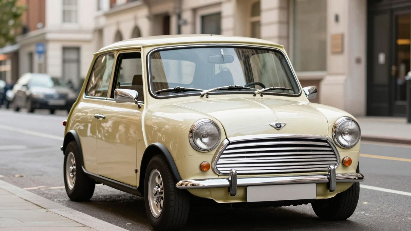 Mini Cooper auf einer sonnigen Stadtstraße