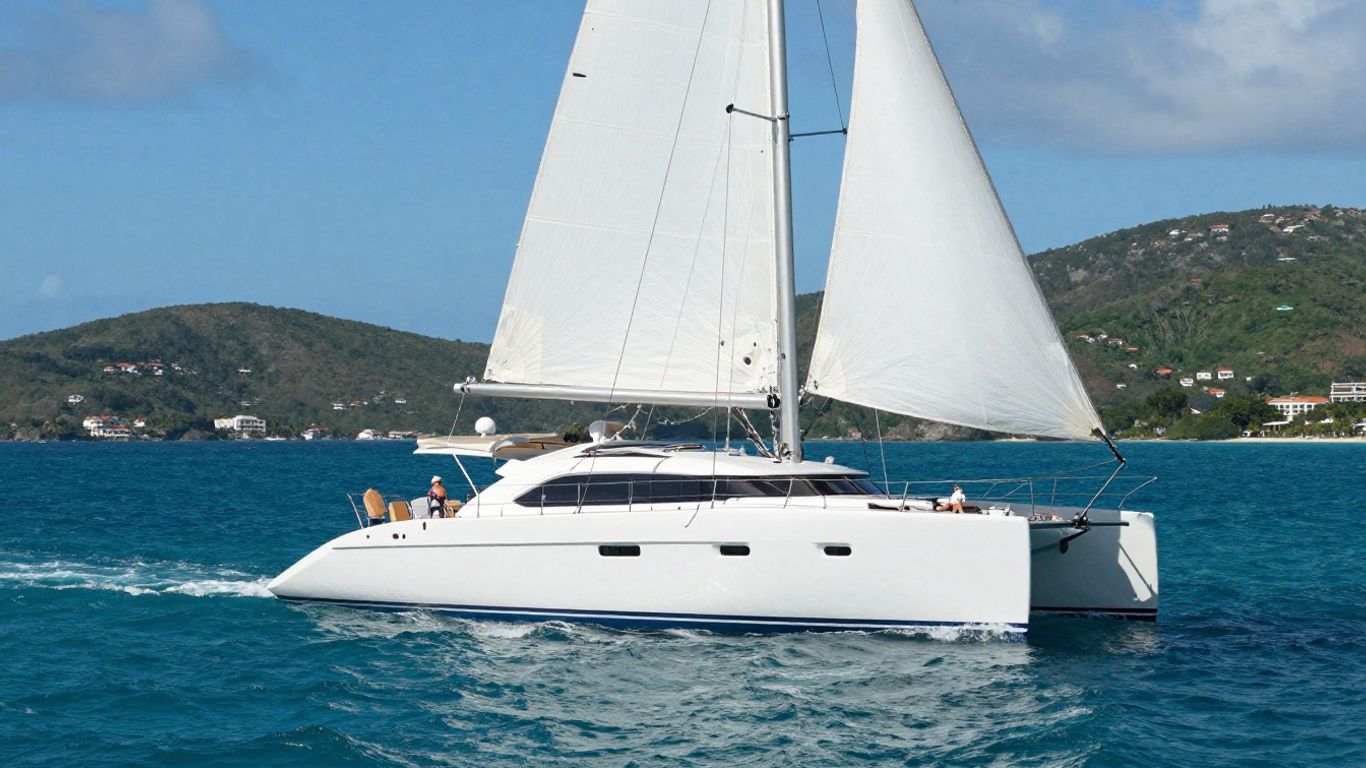 Luxury catamaran sailing in the British Virgin Islands