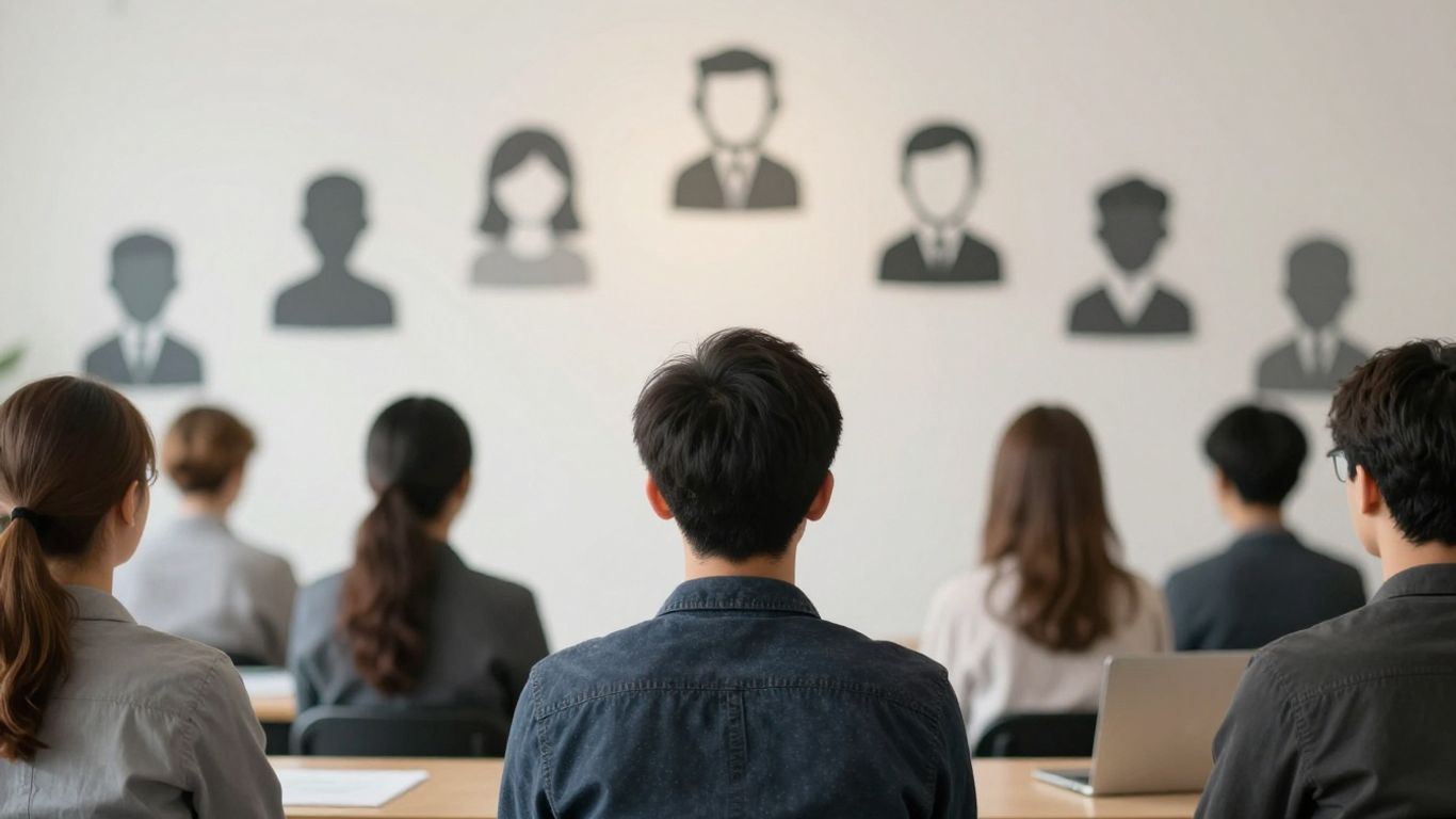 Person analyzing abstract customer figures for affiliate marketing.