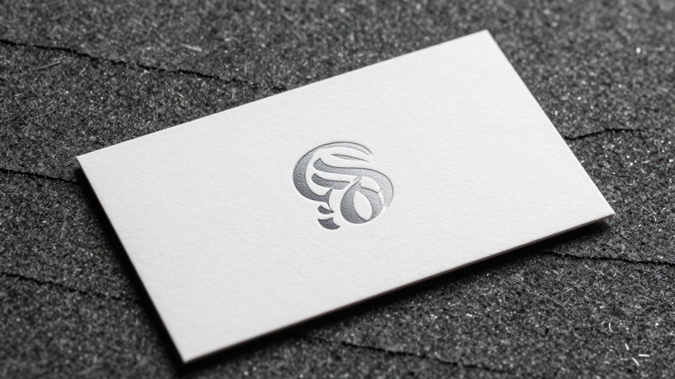 Modern roofing business card with textured shingle design.