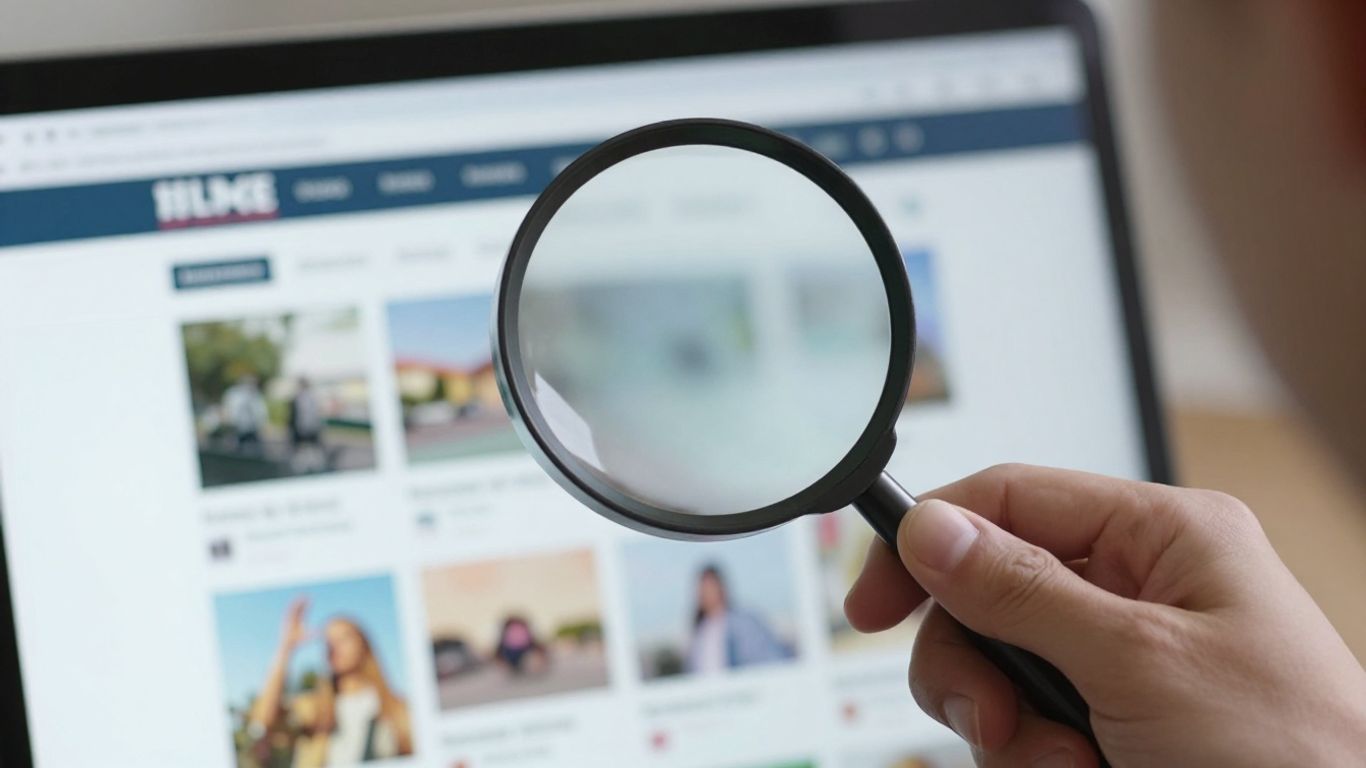 Magnifying glass over website, affiliate marketing transparency