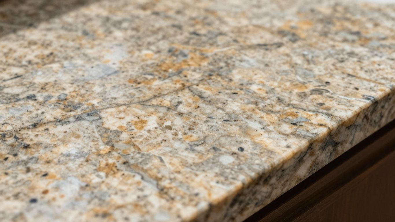 Polished granite worktop with natural patterns and subtle veining.