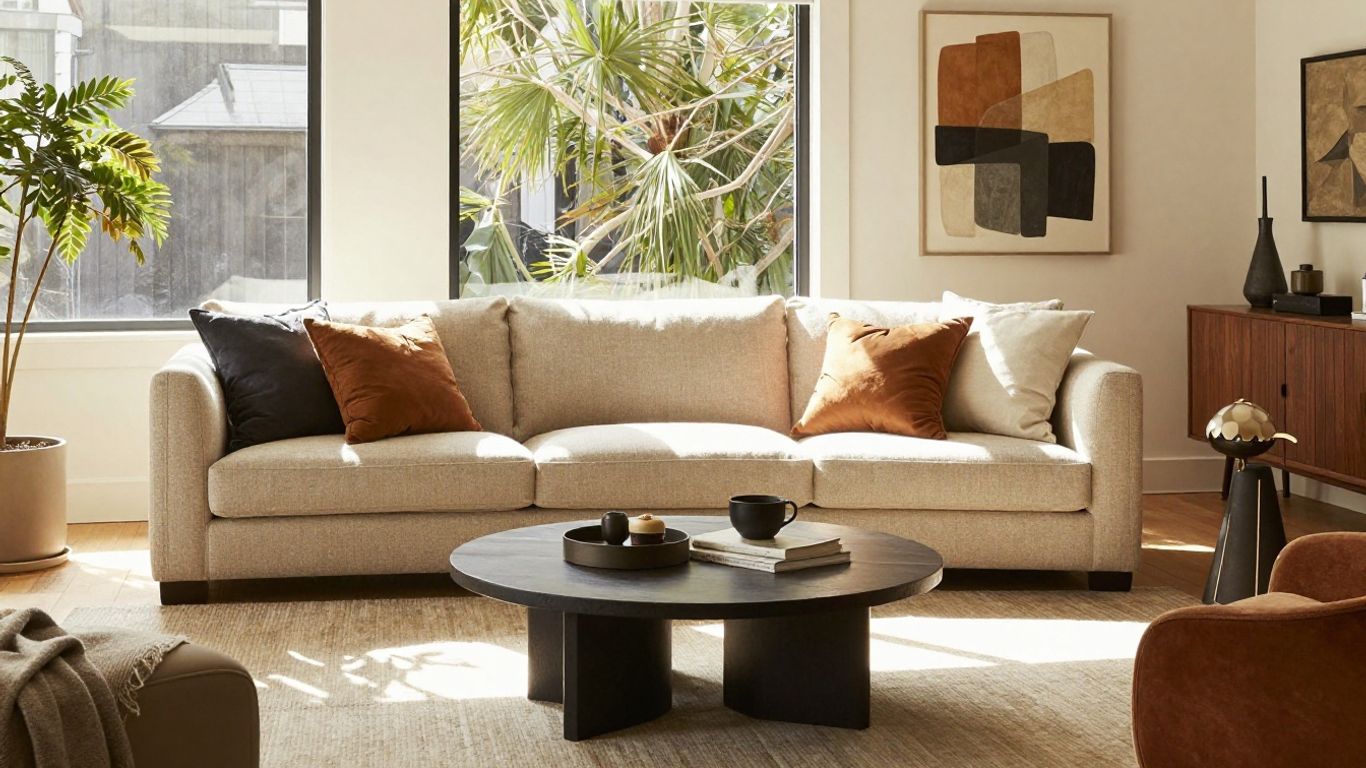 San Francisco Airbnb furniture package living room interior.