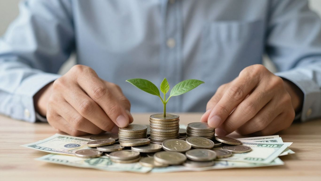 Persona ahorrando dinero y haciendo crecer finanzas personales.