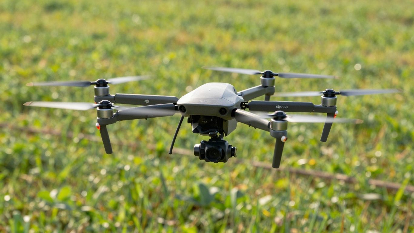 DJI Agras T40 drone spraying crops in a field.