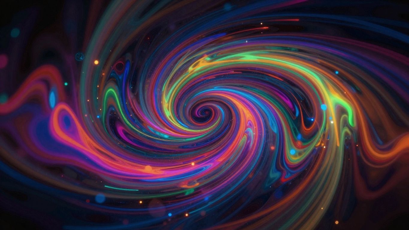 Abstract AI music video visuals with swirling colors.