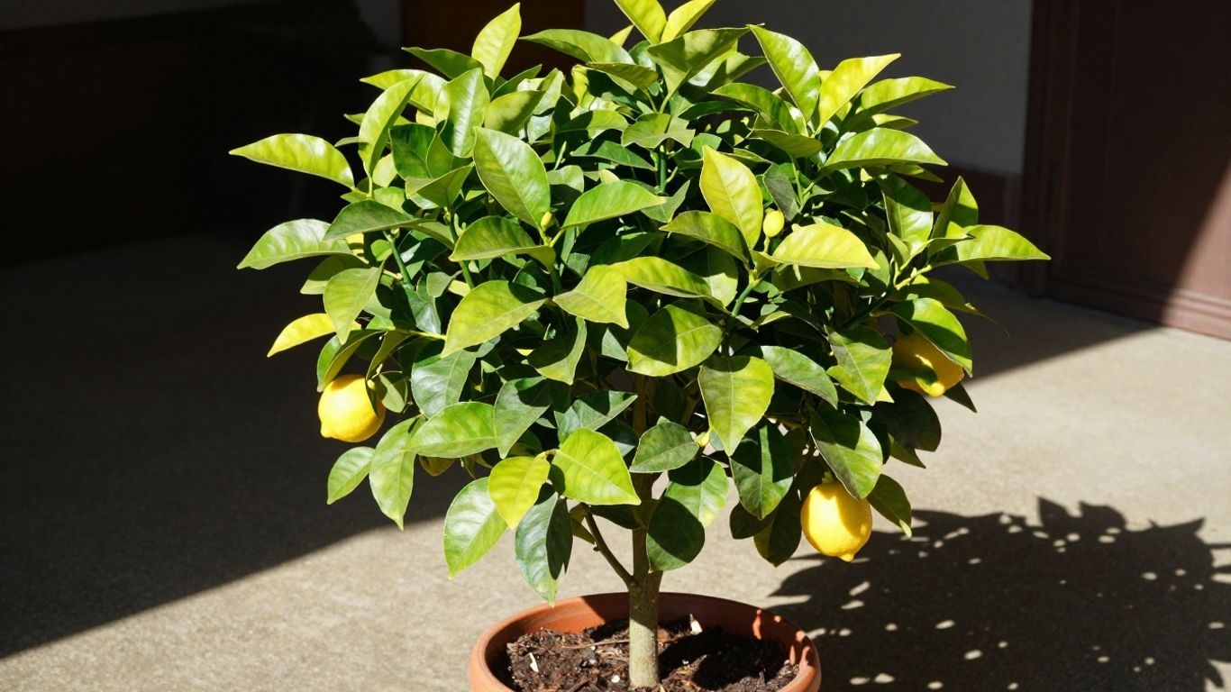 Zitronenbaum im Freien, bereit für den Frühling.