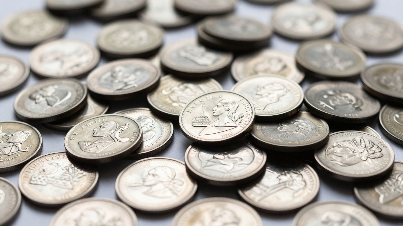 Lingots et pièces d'argent brillant