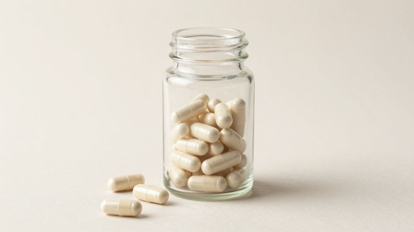 Herbalife multivitamin capsules in a clear bottle.
