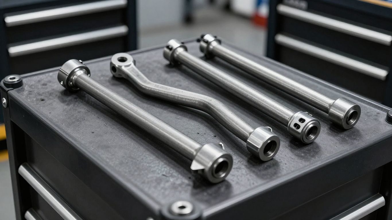 Chassis suspension components in a workshop