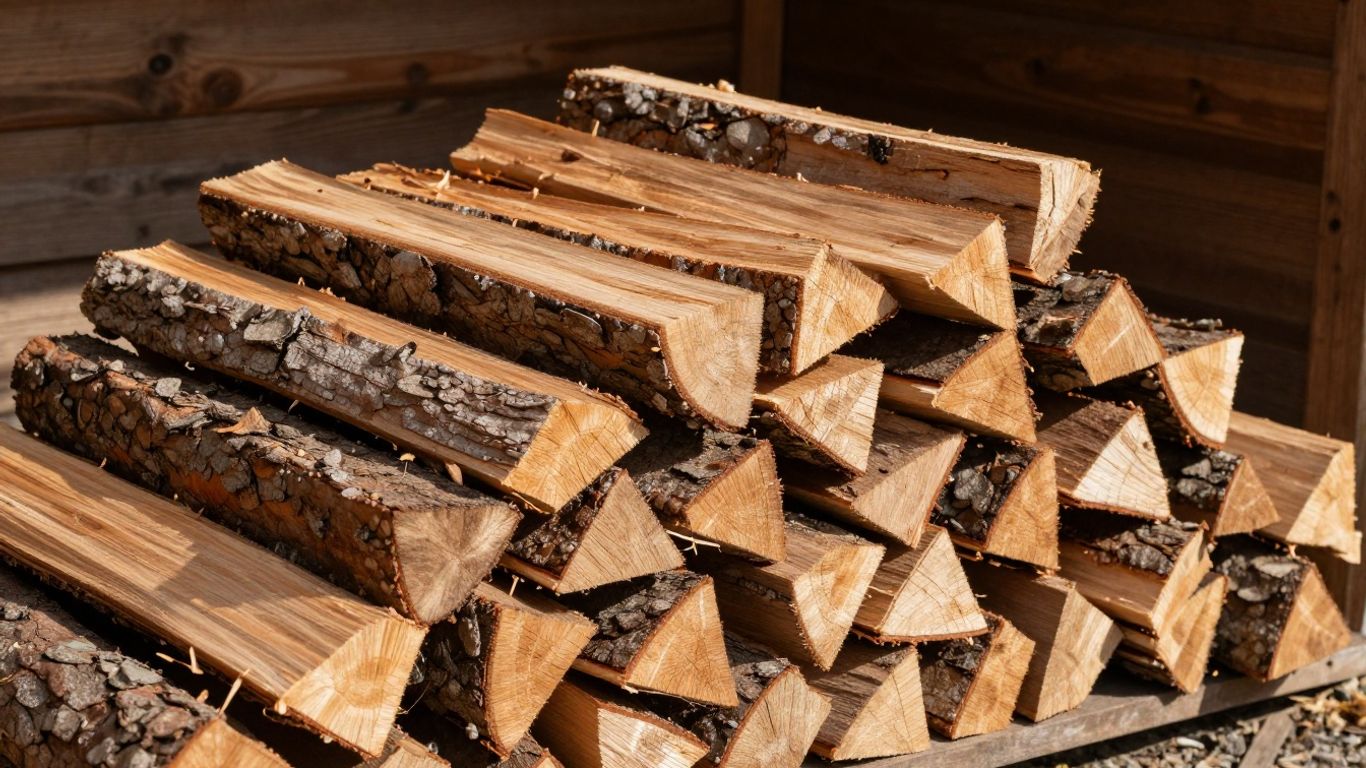 Pile de bois de chauffage coupée et empilée