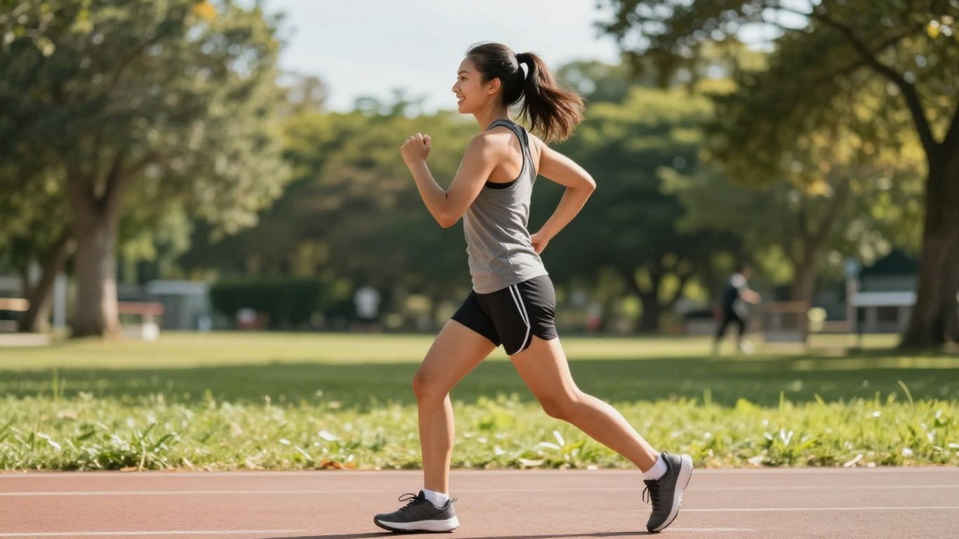 Pessoa se exercitando ao ar livre com coração saudável.