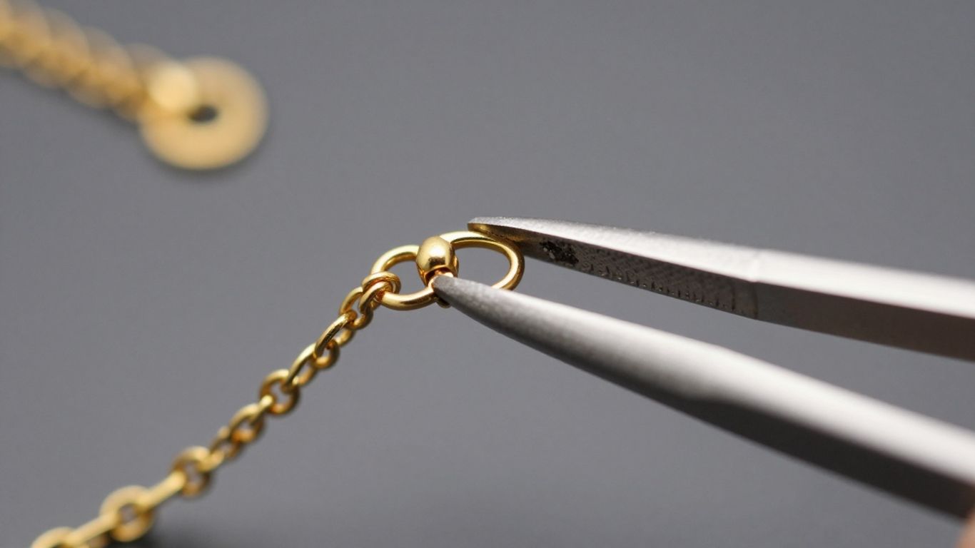 A focused macro shot of a gold chain clasp mechanism