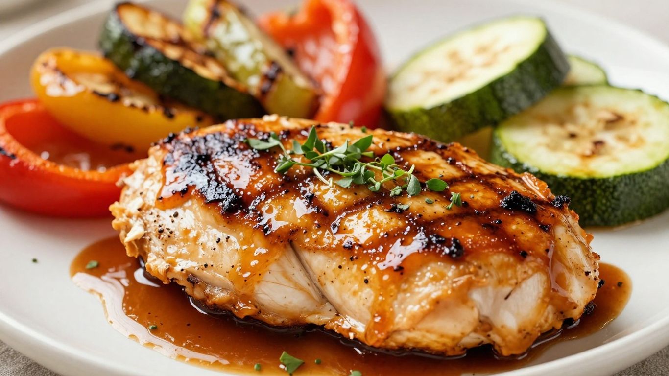 Healthy BBQ chicken with grilled vegetables