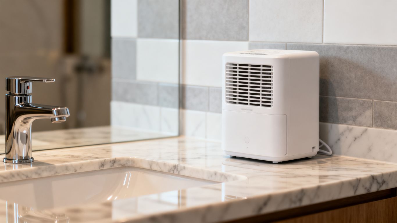 A bathroom dehumidifier