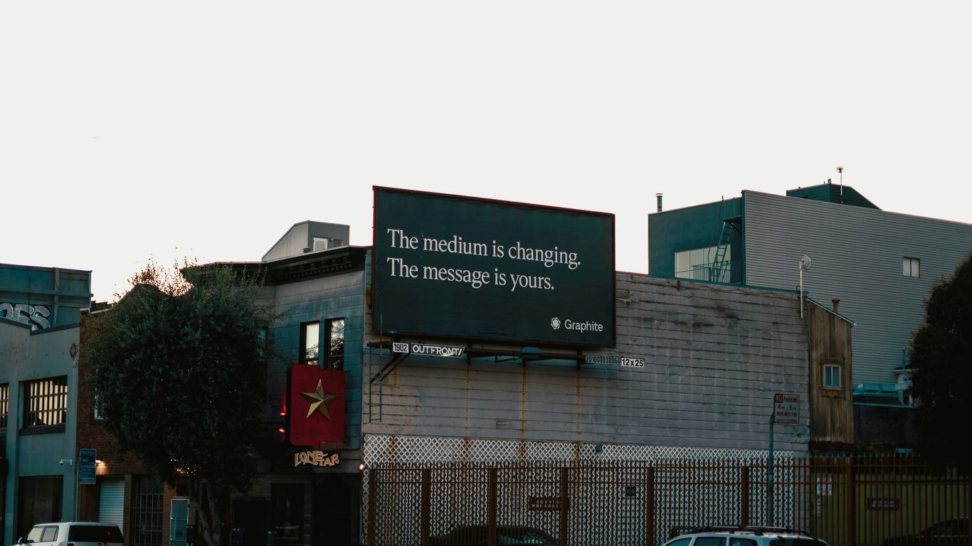 Billboard on building with text message