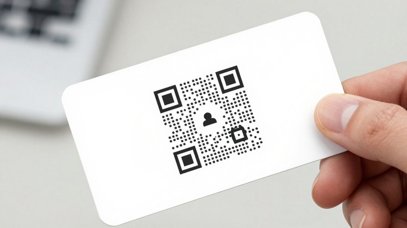 QR code business card in hand