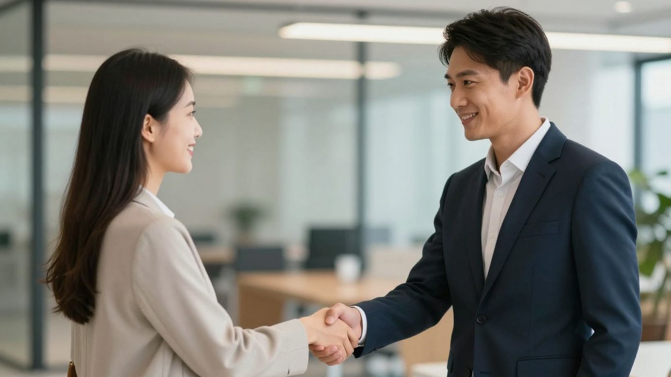 Business people shaking hands, confirming a purchase decision.