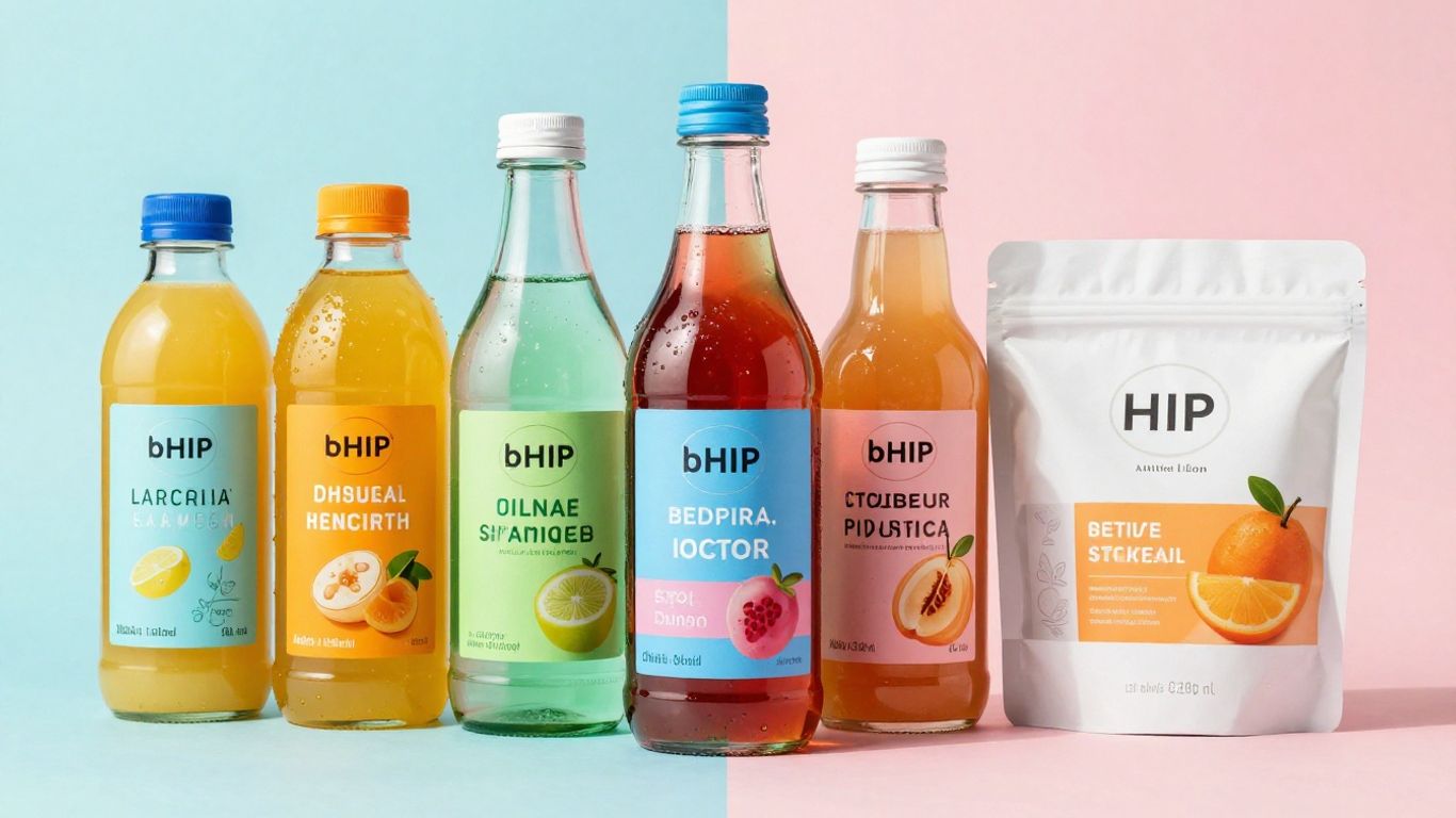 bHIP products including bottles and packaging