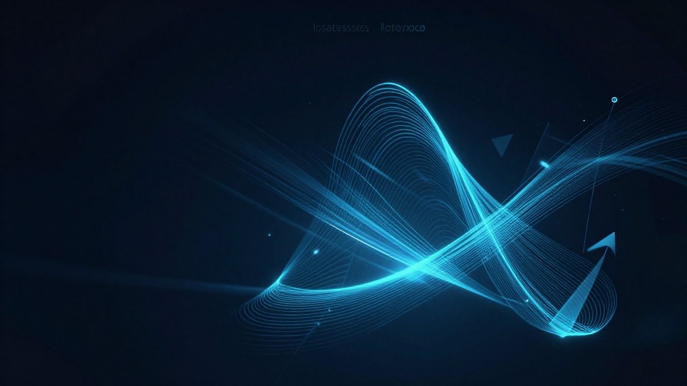 Modern website interface with abstract digital elements and growth indicators.