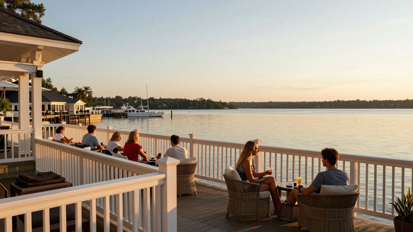 Waterfront club lounge area
