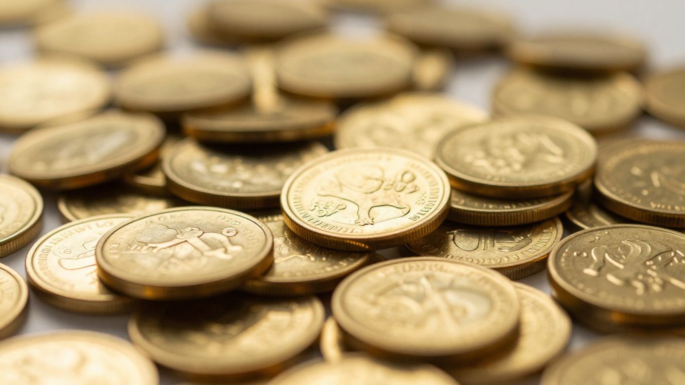 Lingots et pièces d'or brillants.