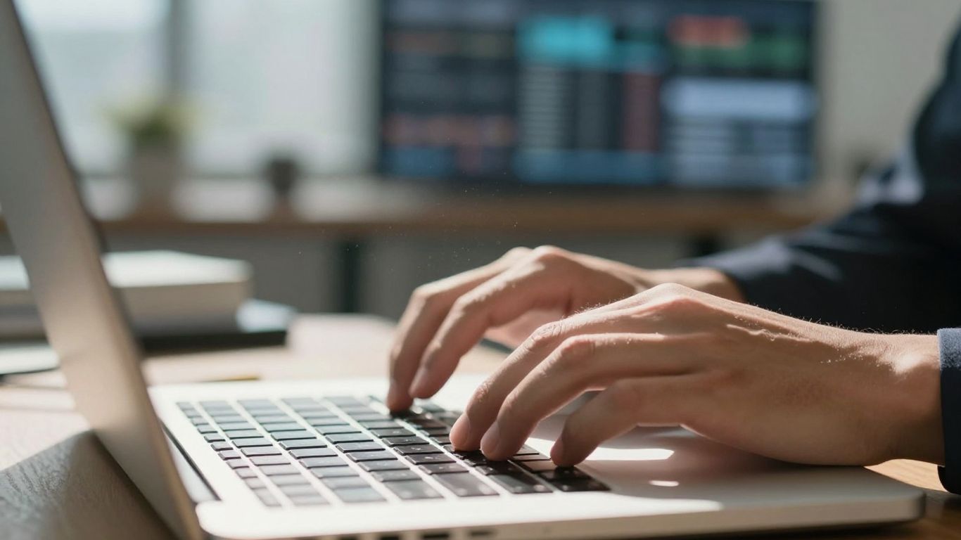 Hands on keyboard, choosing a trading platform.