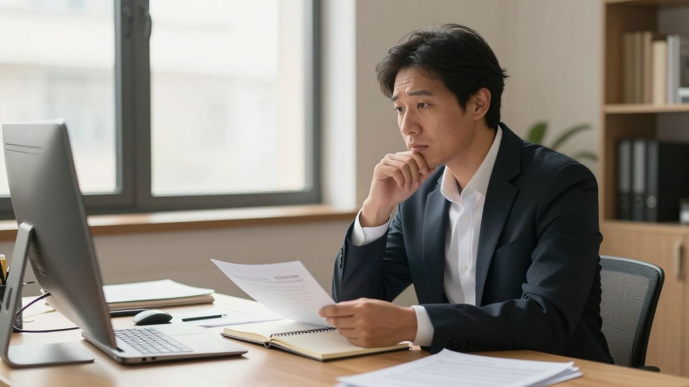 Professional preparing notes for a career conversation