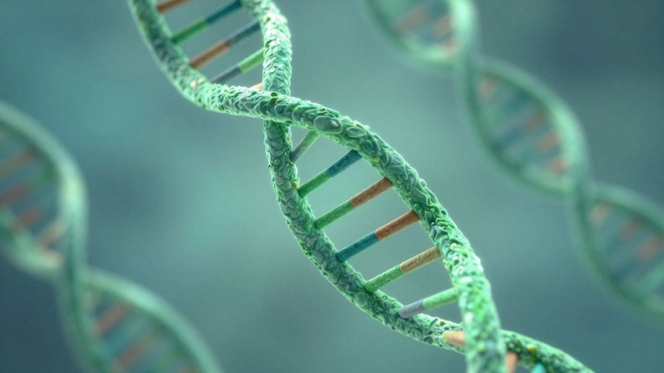DNA helix with a glowing green strand