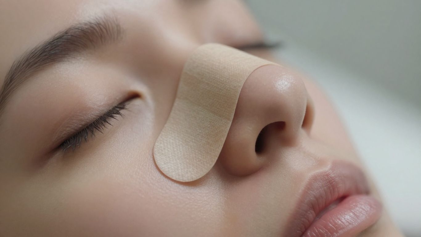 Sleep strip on a person's nose