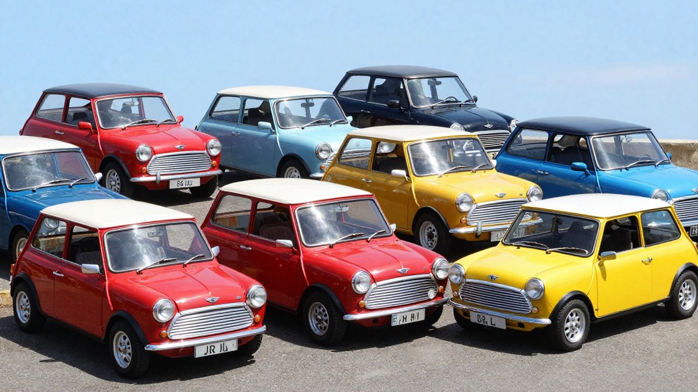 Mini Cooper cars at a Sydney wrecking yard.