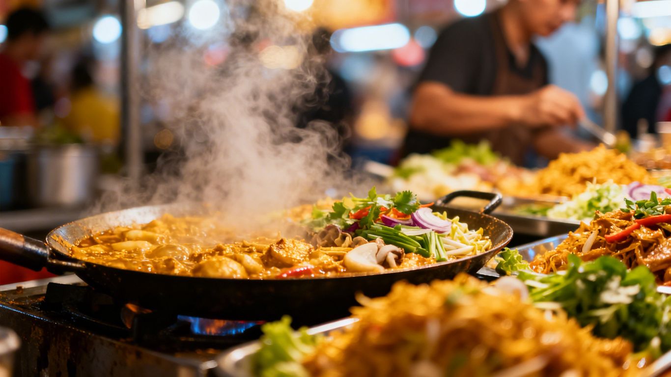 Colorful street food at Camden Lock Market.
