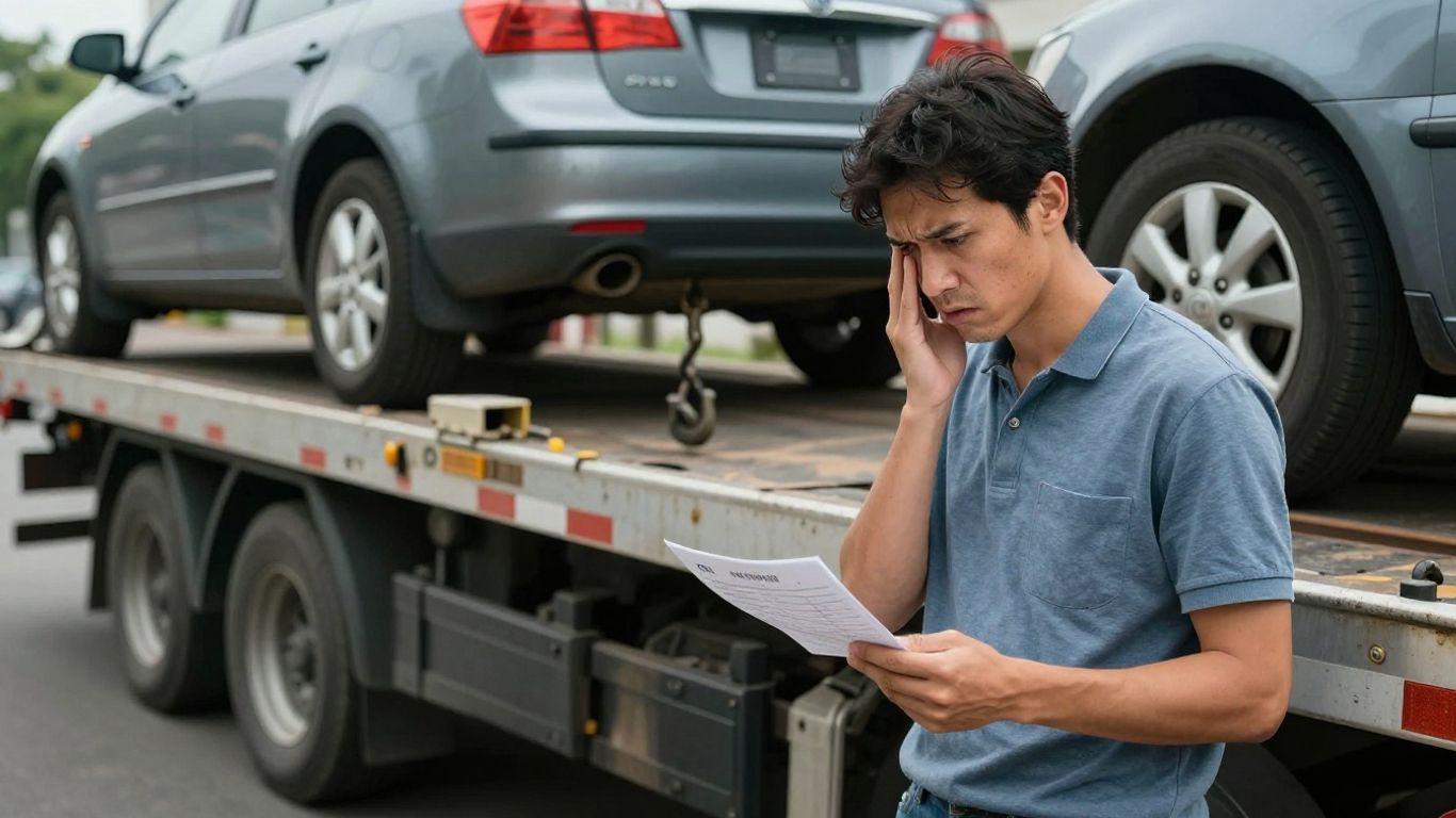 Disputing a towing charge receipt and tow truck.