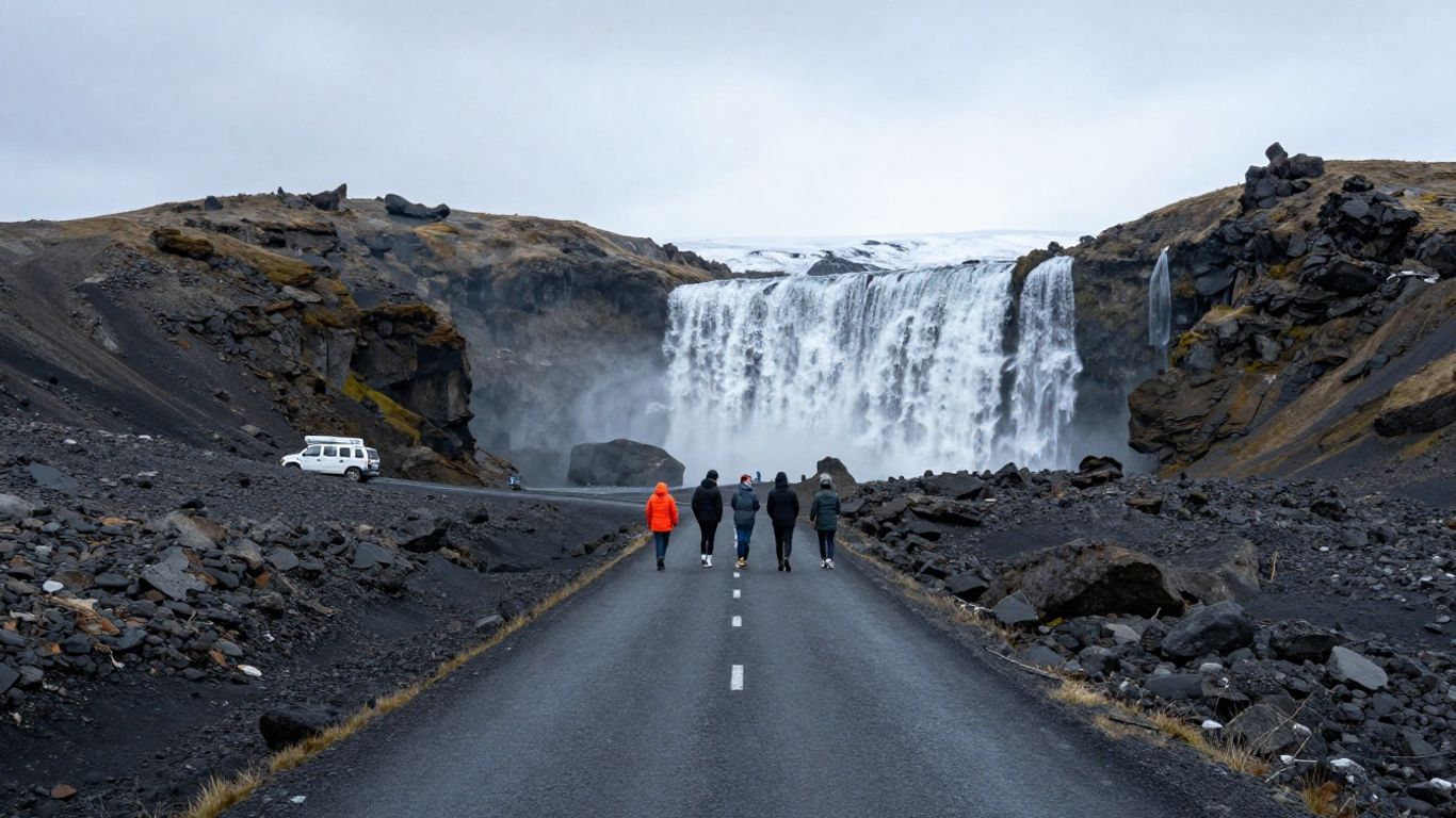 Iceland road trip with waterfalls