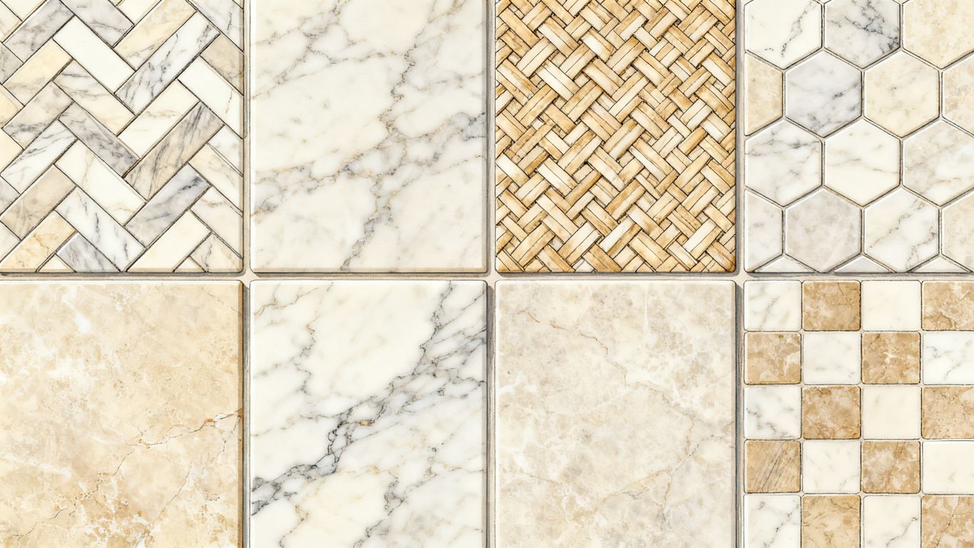 Marble finishes and patterned tile compositions